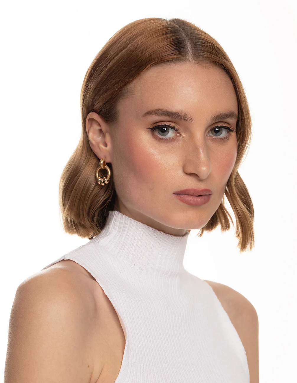 Worn Gold Small Door Knocker Earrings - Image 2