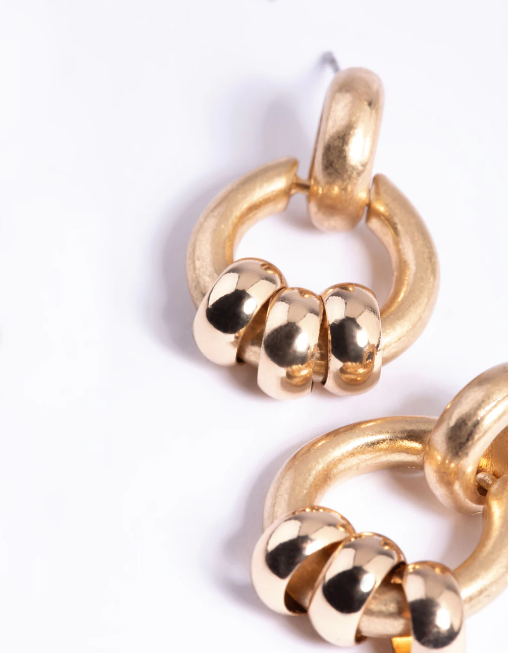 Worn Gold Small Door Knocker Earrings - Image 3