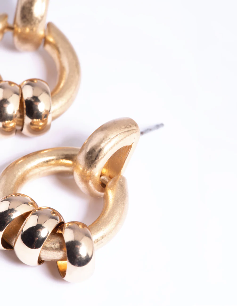 Worn Gold Small Door Knocker Earrings - Image 4