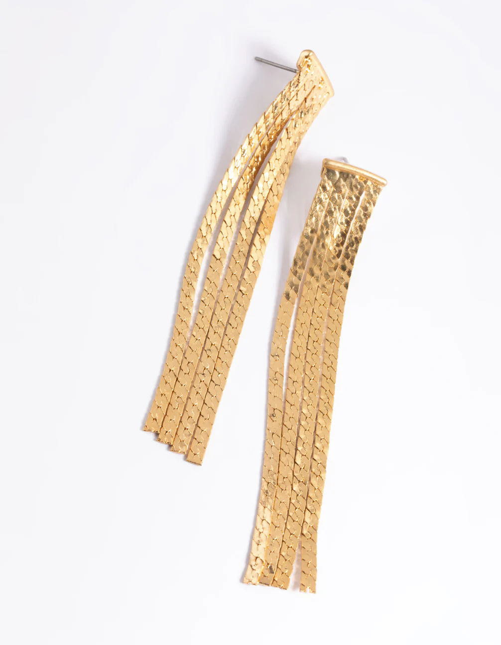 Worn Gold Snake Chain Drop Earrings