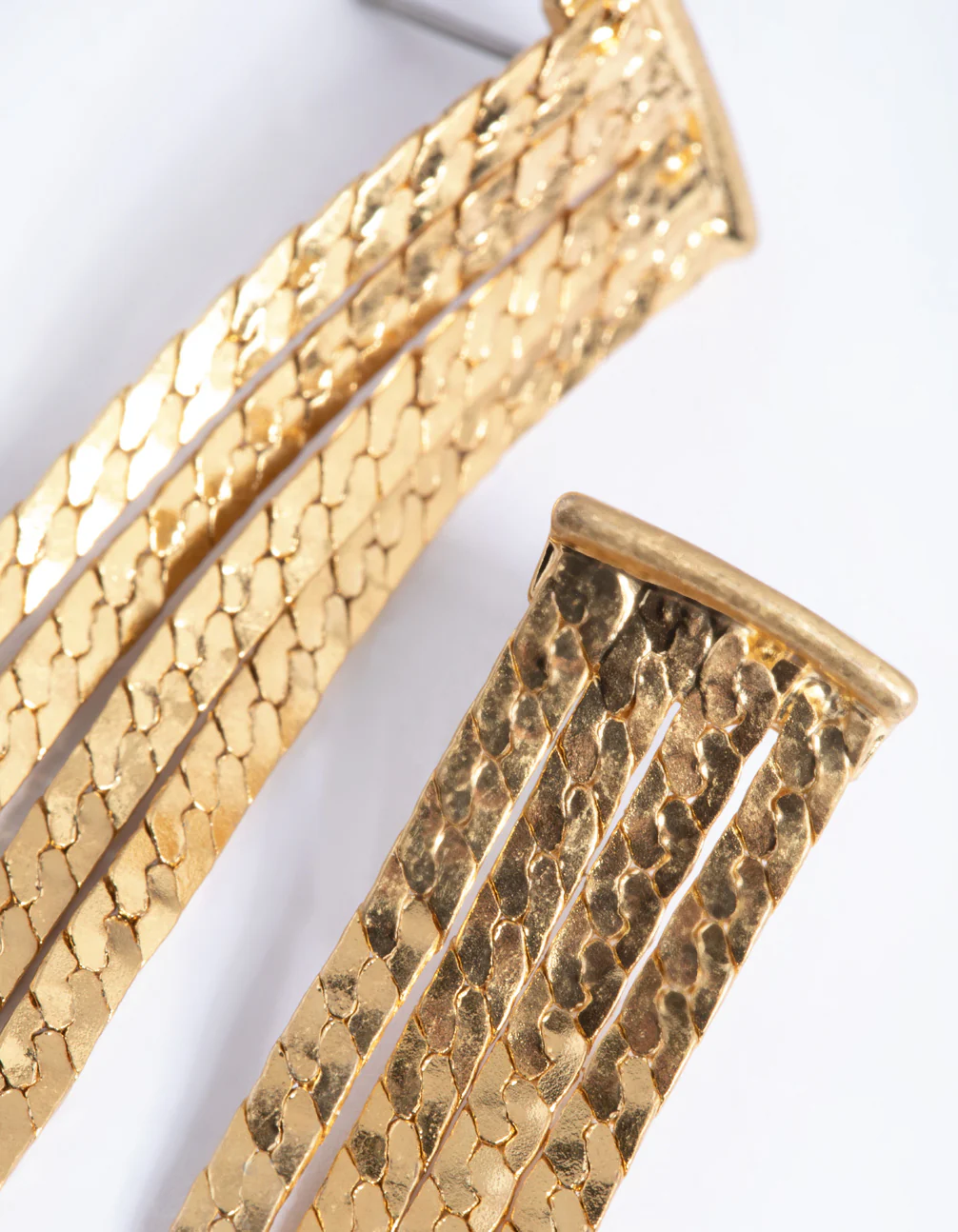 Worn Gold Snake Chain Drop Earrings - Image 2