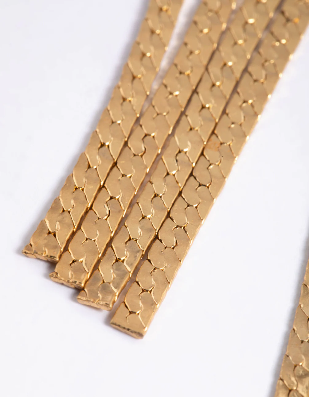 Worn Gold Snake Chain Drop Earrings - Image 3