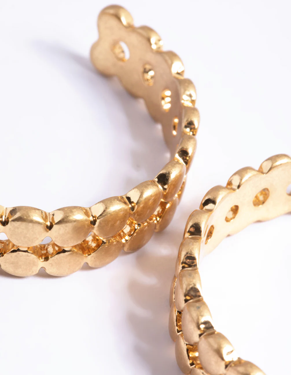 Worn Gold Two Row Circle Hoop Earrings - Image 5