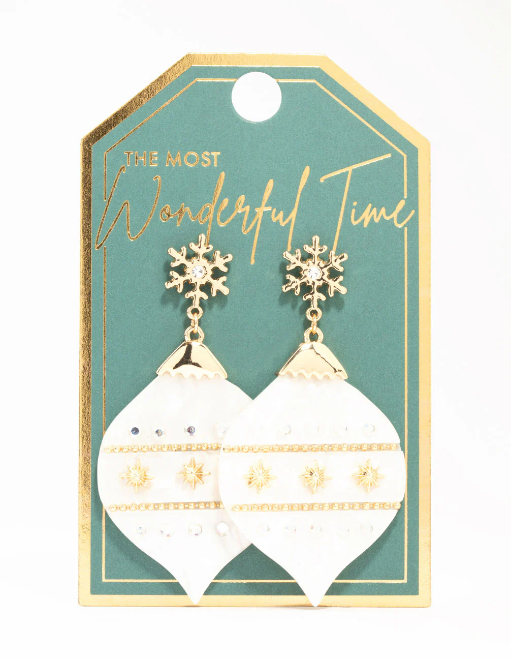 White Acrylic Bauble Drop Earrings - Image 3