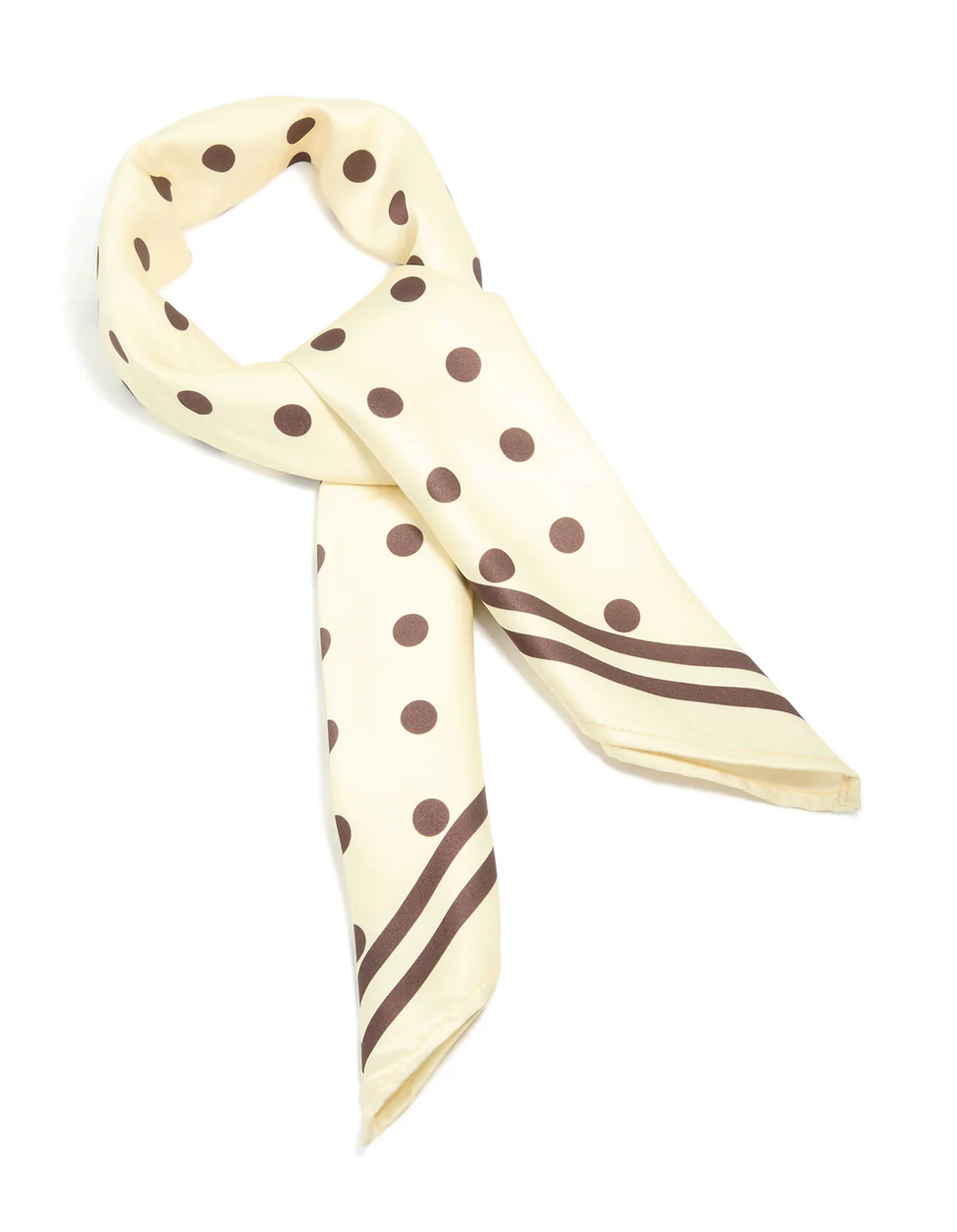 White & Brown Polka Dot Print Scarf