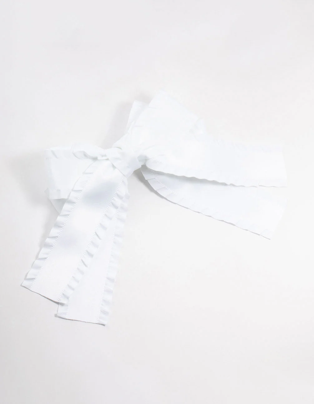 White Double Ruffle Fabric Bow