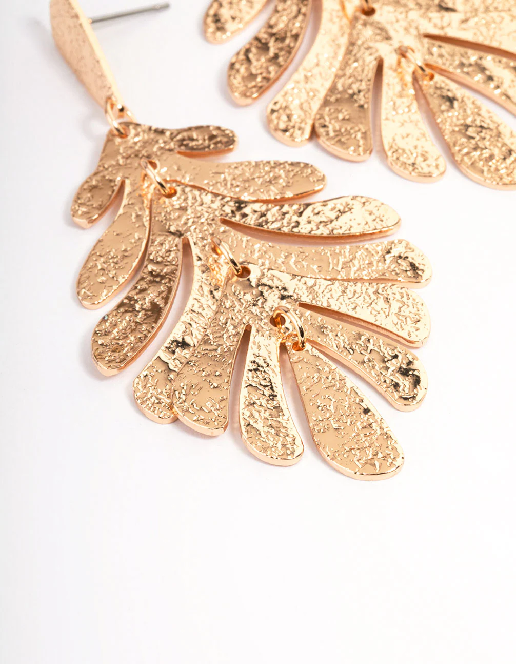 Gold Flowy Leaf Earrings - Image 2