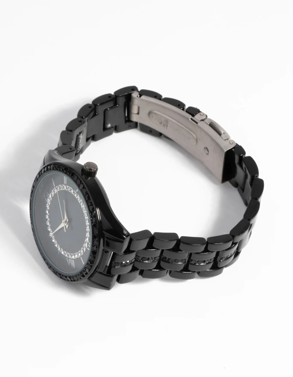 Black Diamante Link Watch - Image 2