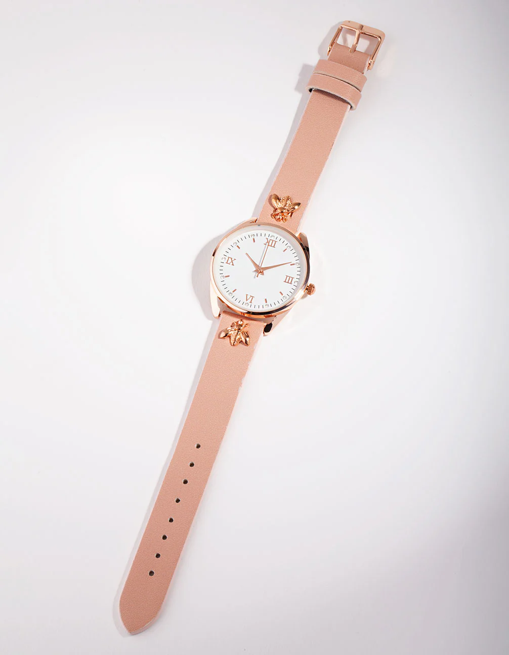 Rose Gold Bee PU Strap Watch - Image 2