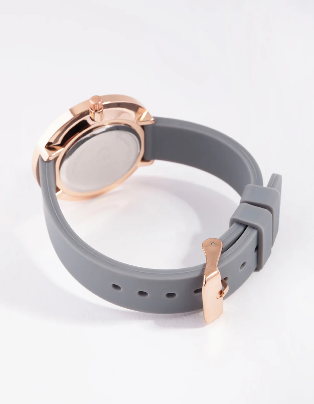 Rose Gold Diamante Sunray Silicon Buckle Watch - Image 3