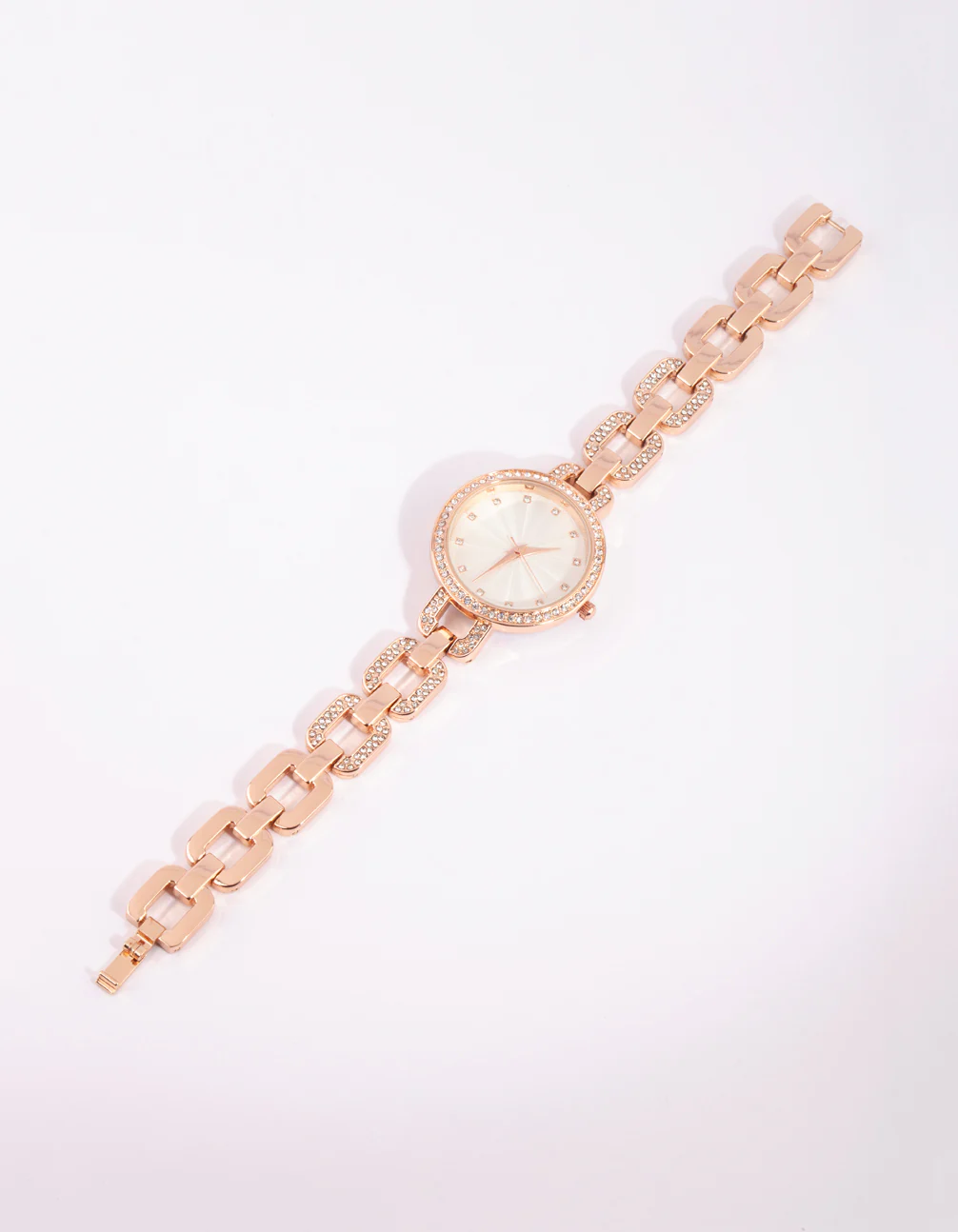 Rose Gold Diamante Chain Link Watch - Image 2