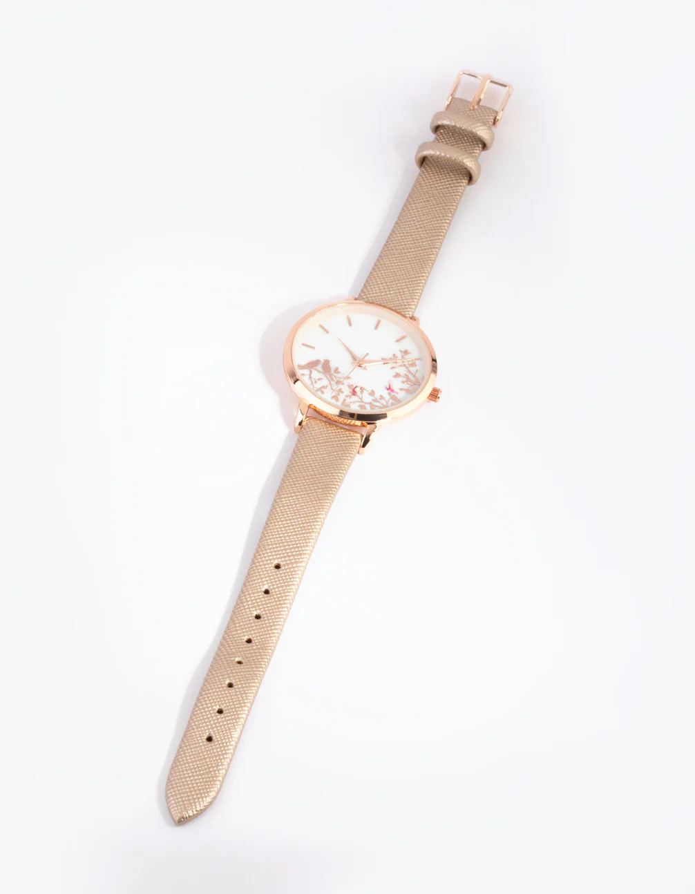 Rose Gold Mother of Pearl Pu Strap Watch - Image 2