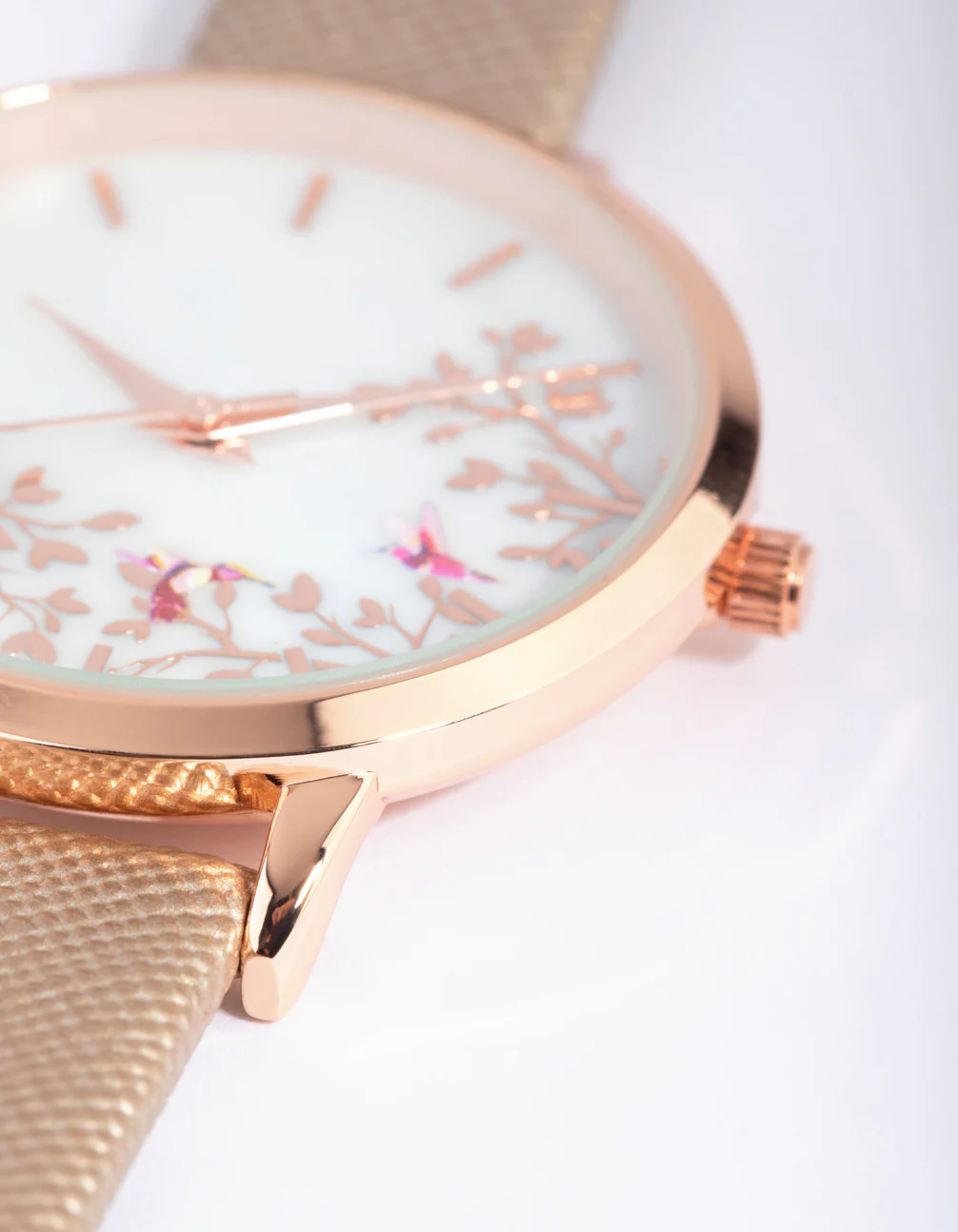 Rose Gold Mother of Pearl Pu Strap Watch - Image 3