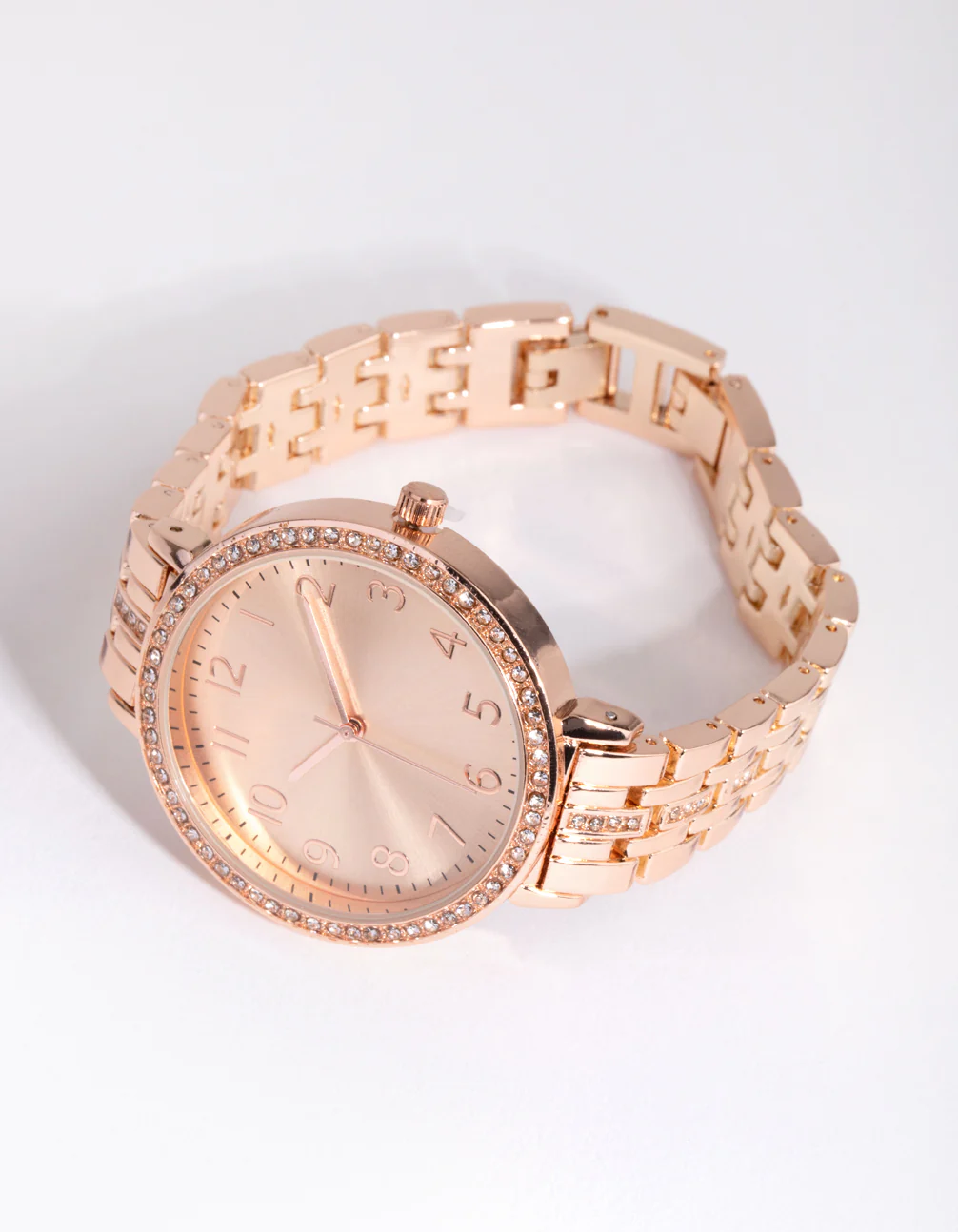 Rose Gold Simple Bling Link Watch - Image 3