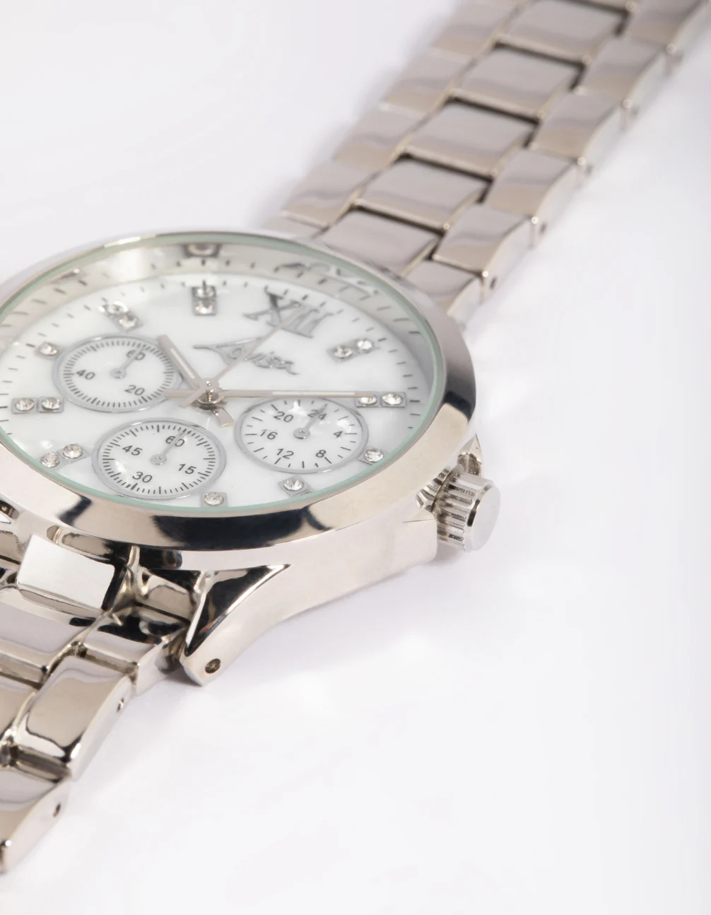 Silver Marble Diamante Watch - Image 3