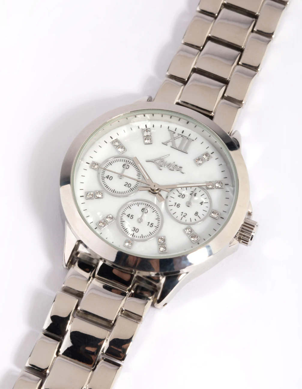 Silver Marble Diamante Watch - Image 4