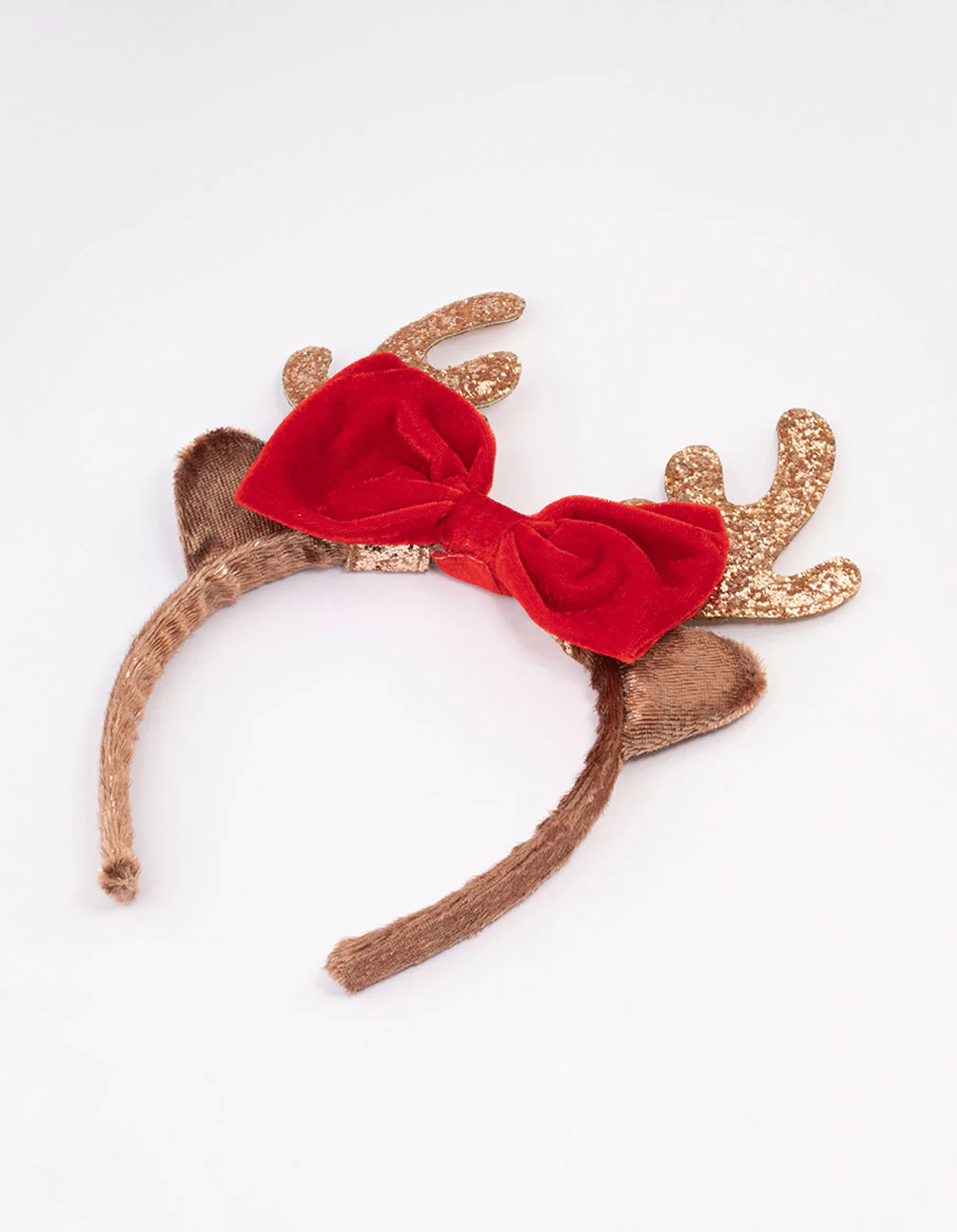 Fabric Glitter Reindeer Bow Headband - Image 3