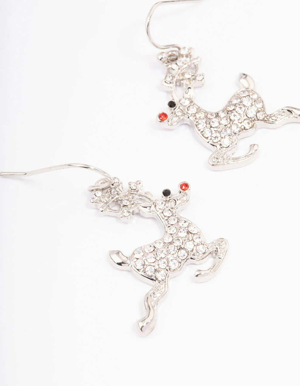 Rhodium Leaping Rudolph Drop Earrings - Image 2