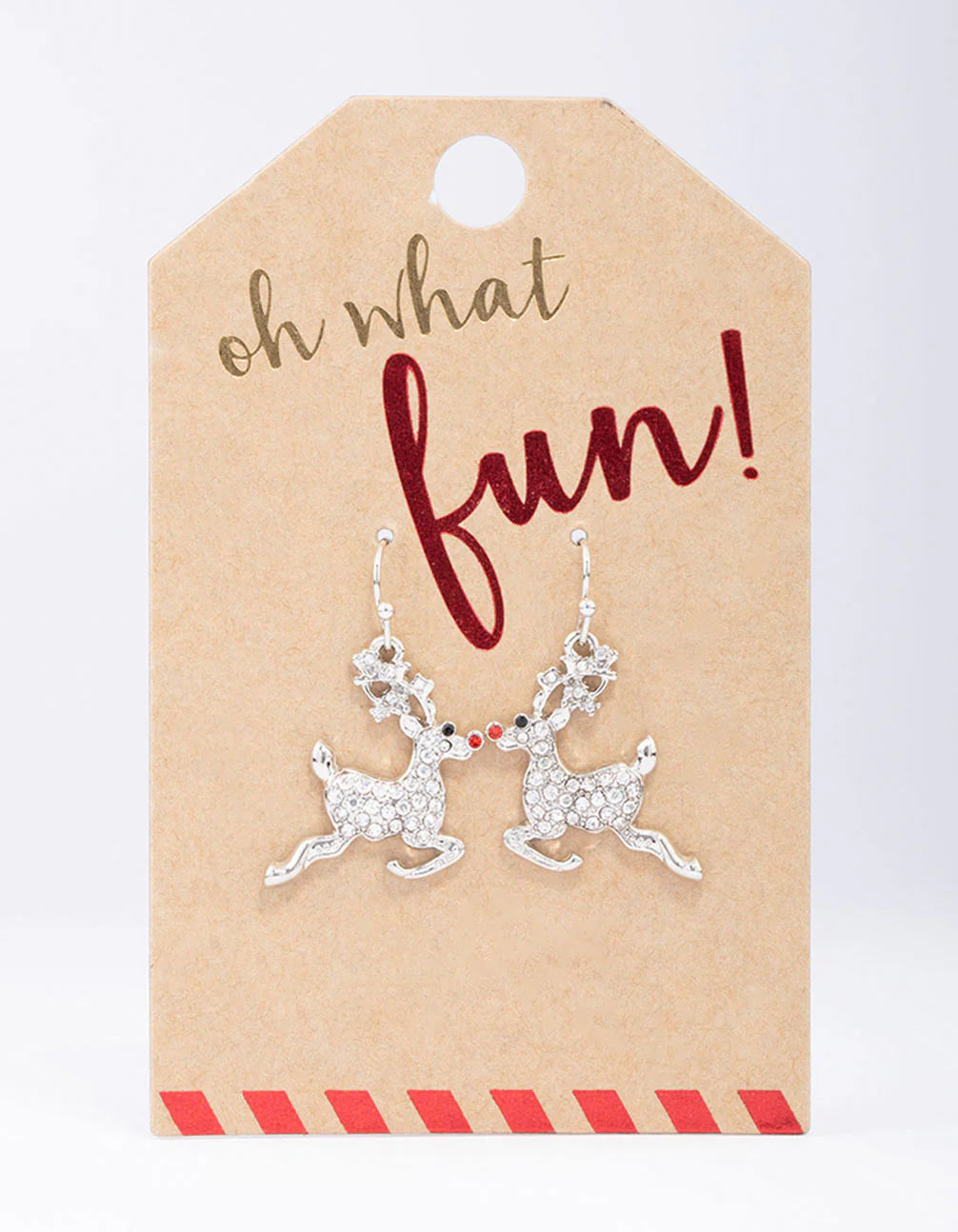 Rhodium Leaping Rudolph Drop Earrings - Image 3