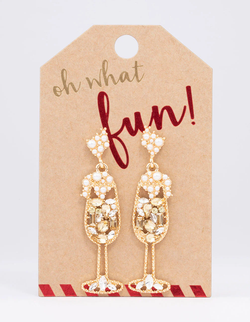 Gold Diamante Wine Glass Drop Earrings - Image 3