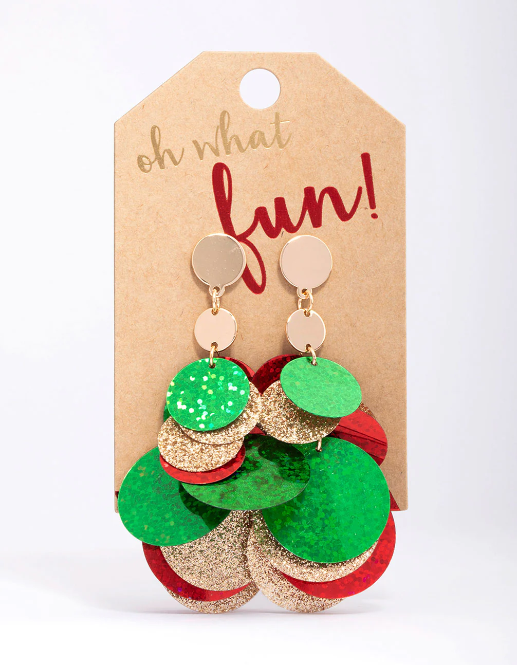 Gold Dangly Sequined Disc Drop Earrings - Image 3