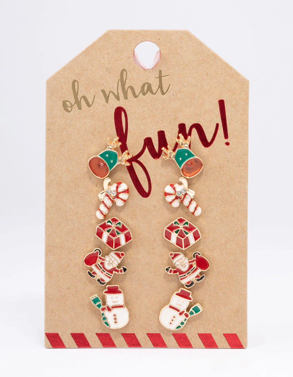 Gold Enamel Christmas Motif Stud Earrings Pack - Image 3