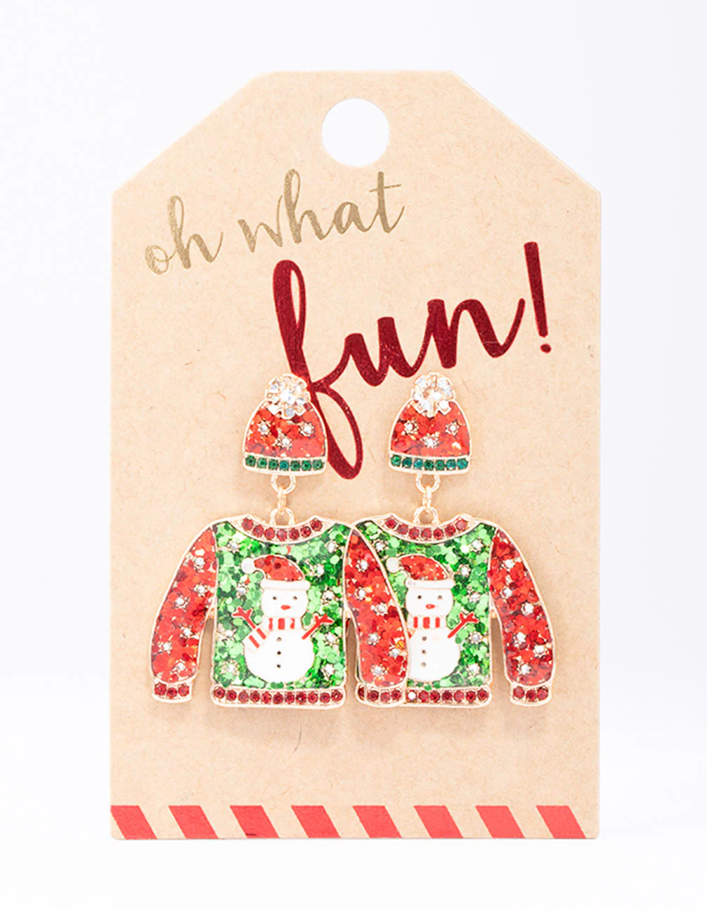 Gold Glitter Christmas Jumper Drop Earrings - Image 3