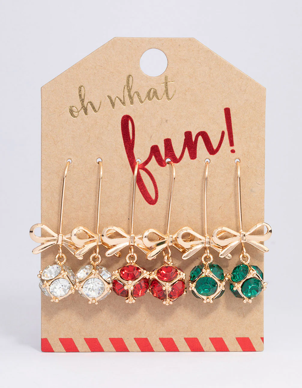 Gold Mixed Bow Drop Earrings 3-Pack - Image 3