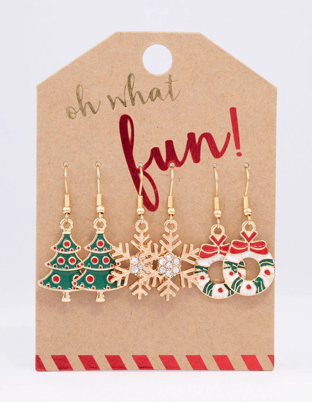 Gold Mixed Detail Christmas Earrings 3-Pack - Image 3