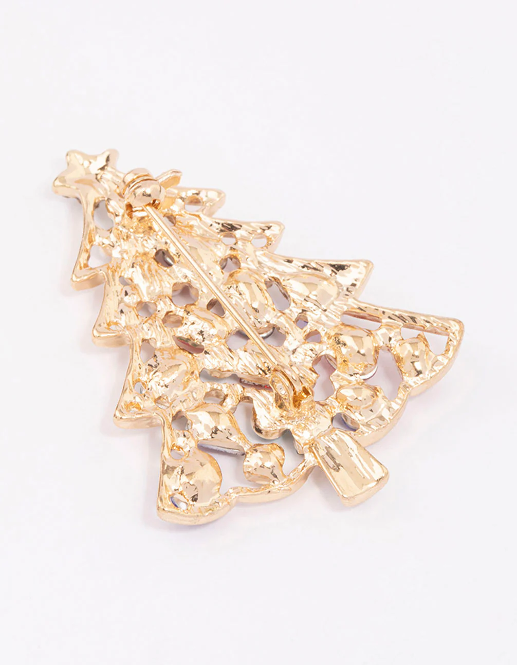 Gold Pearl & Diamante Christmas Tree Brooch - Image 2