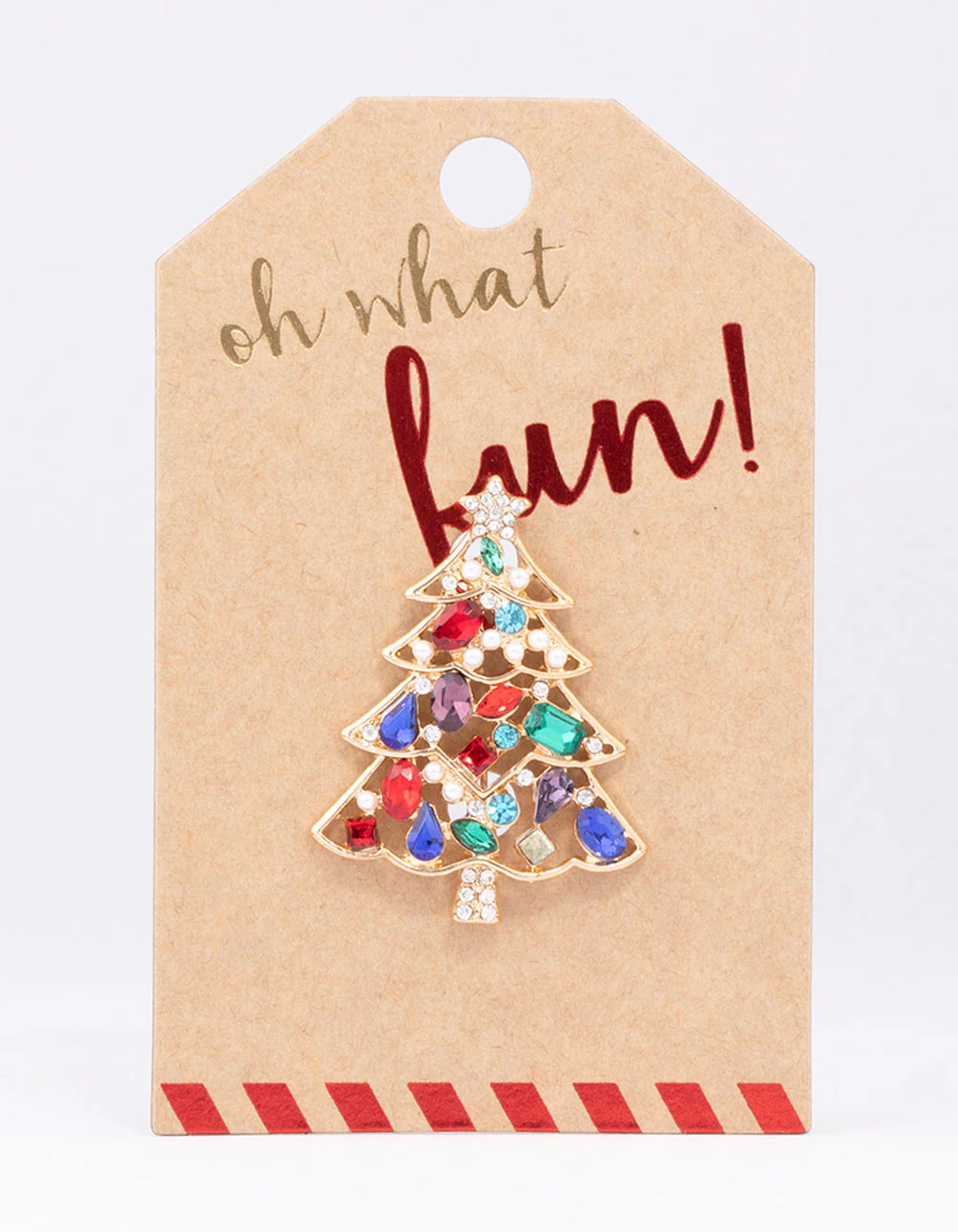 Gold Pearl & Diamante Christmas Tree Brooch - Image 3