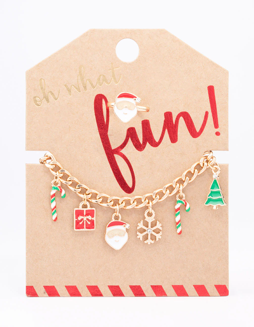 Gold Christmas Motif Bracelet & Ring Set - Image 3