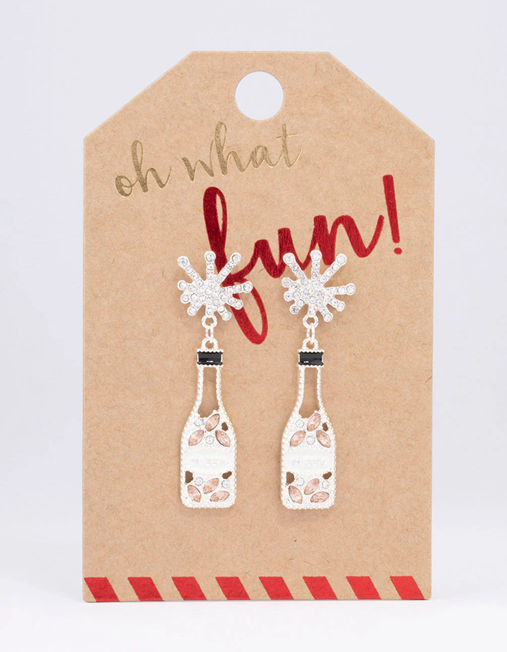 Silver Diamante Champagne Bottle Drop Earrings - Image 3