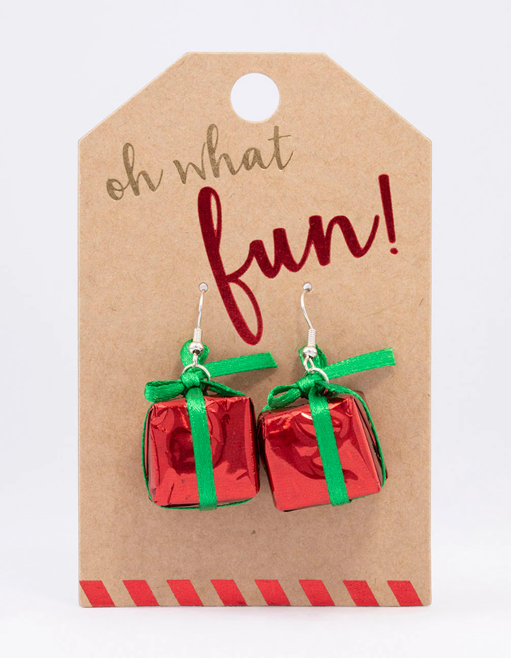 Silver Christmas Present Bow Drop Earrings - Image 3