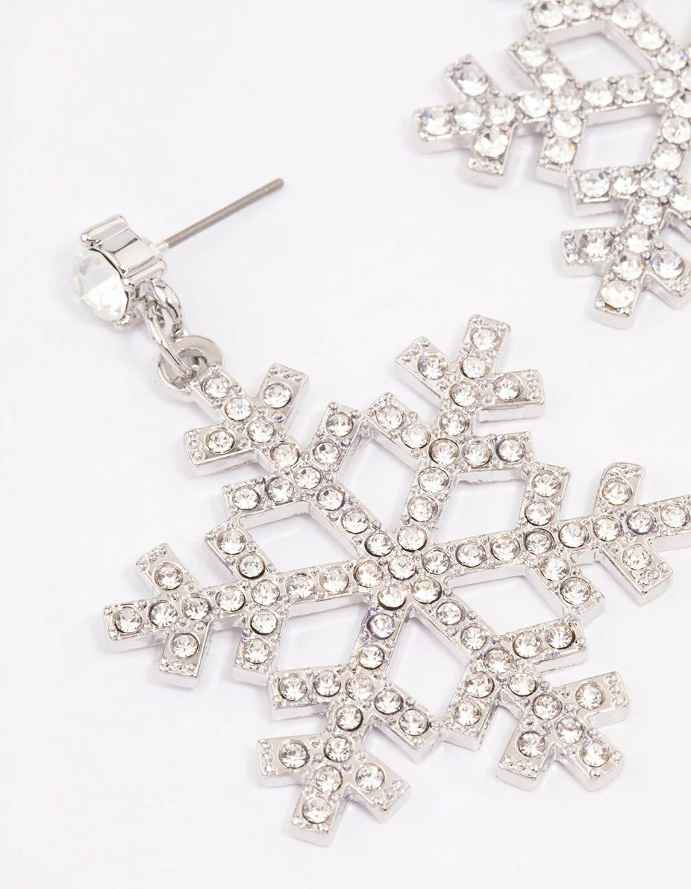 Silver Diamante Snowflake Drop Earrings - Image 2